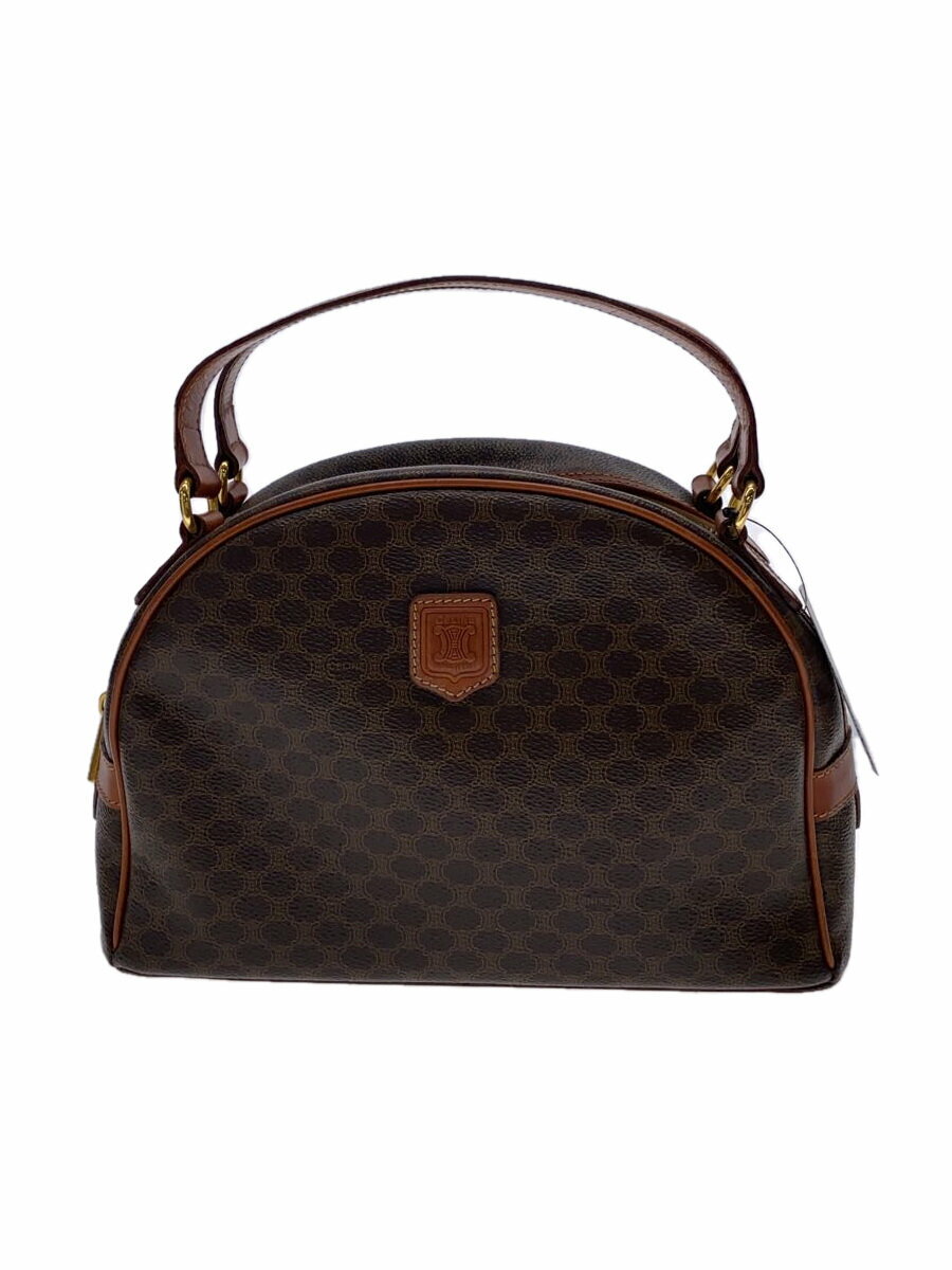 【中古】CELINE◆ハンドバッグ/ハーフムーン/PVC/BRW/マカダム柄//【バッグ】