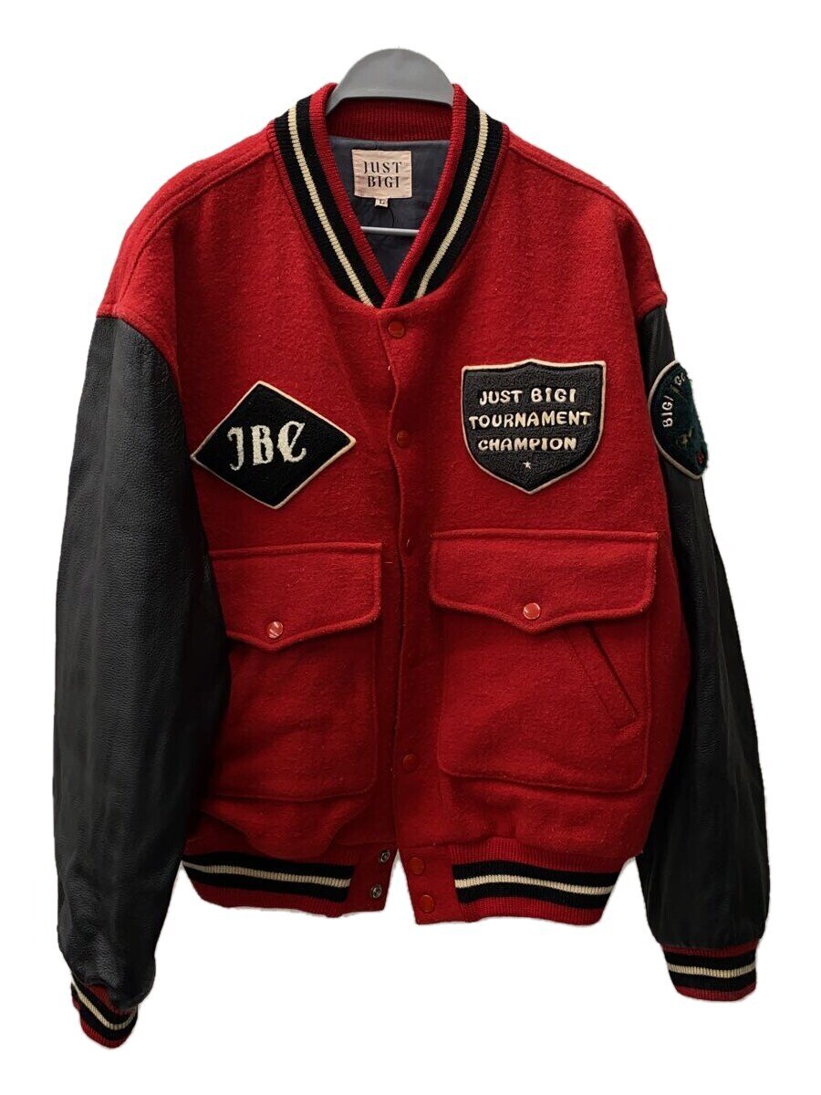 【中古】BIGI◆スタジャン/L/ウール/RED【メンズウェア】