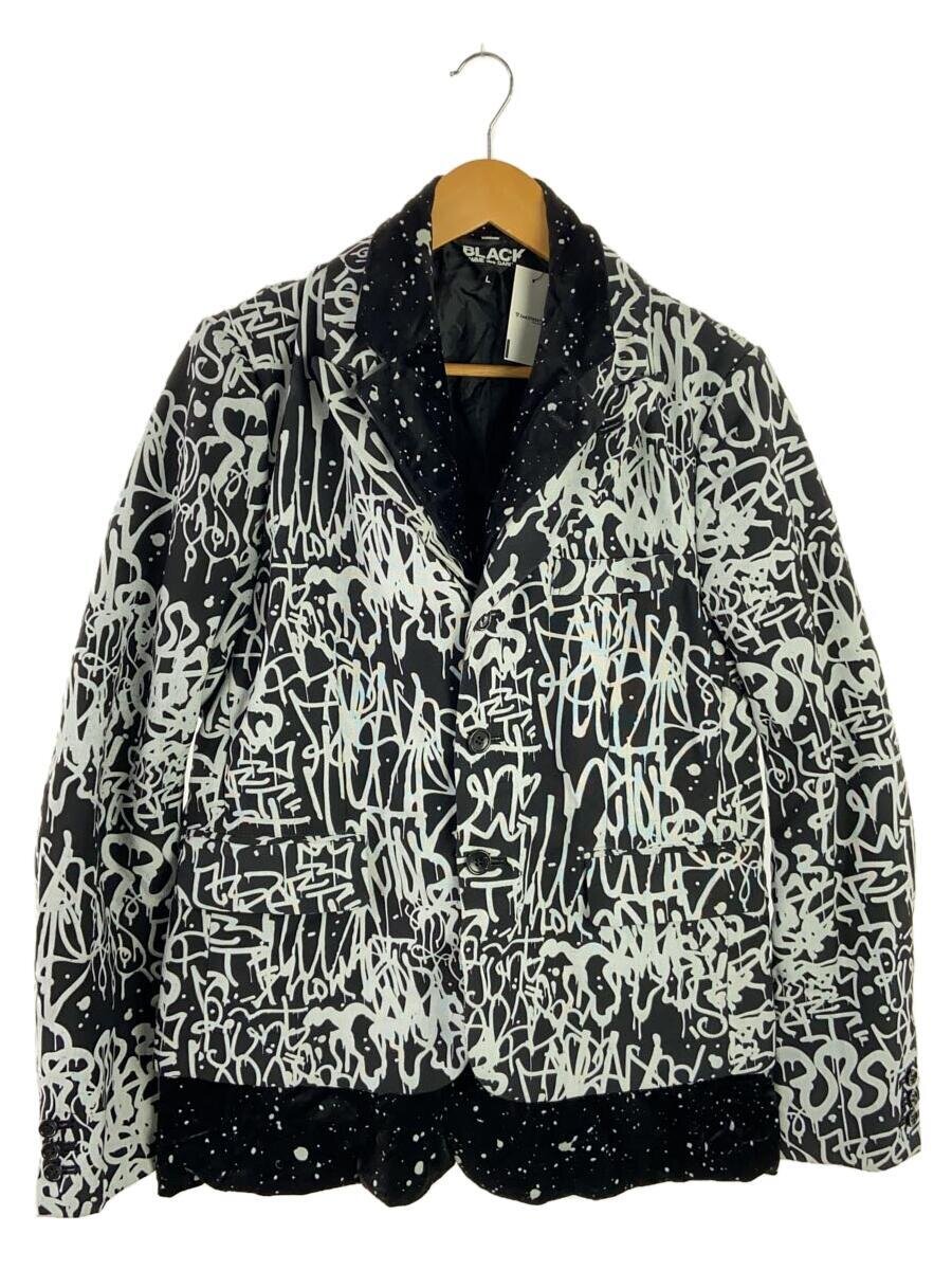 【中古】BLACK COMME des GARCONS◆AD2019/ドッキング/スプレー/ジャケット/L/ポリエステル/BLK/1D-J002【メンズウェア】