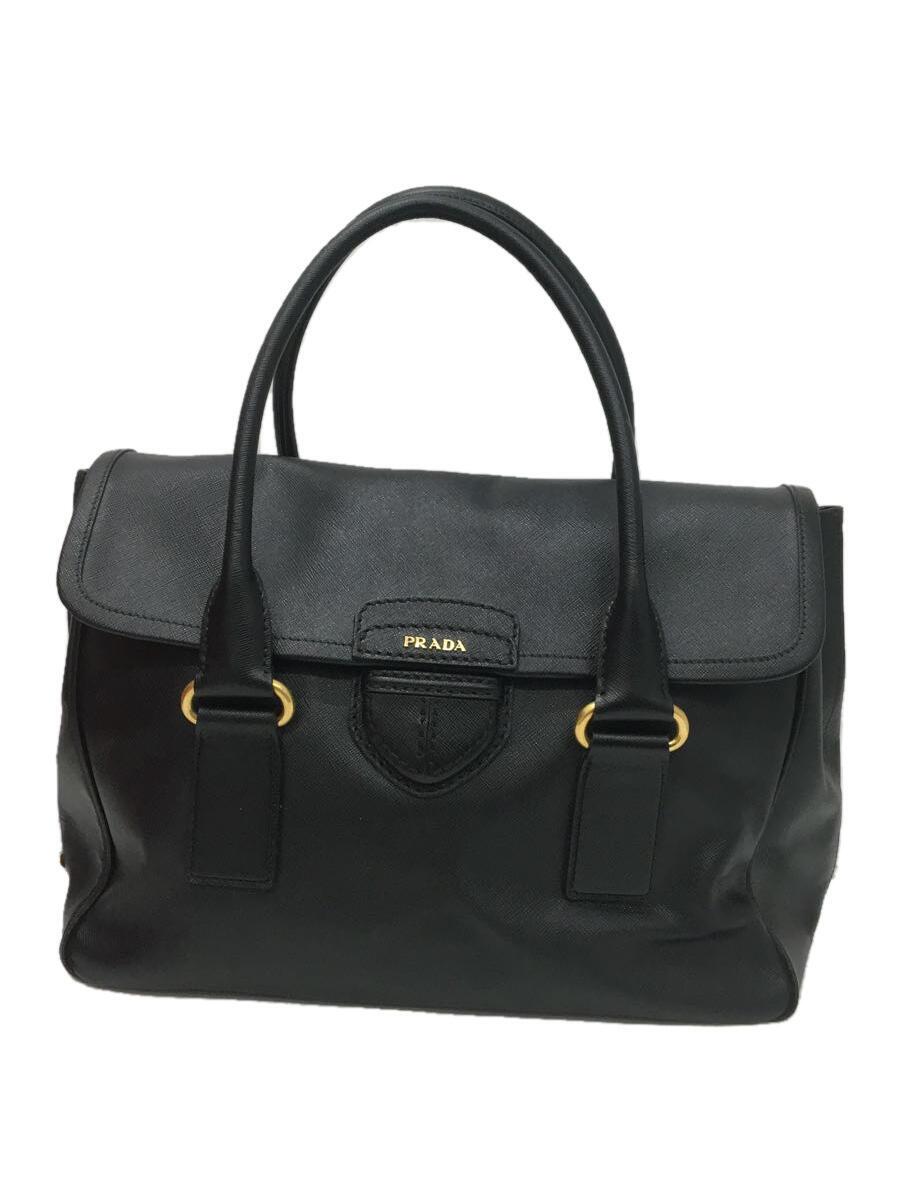 【中古】PRADA◆トートバッグ/レザー/BLK/無地/BN2147/Pattina Satchel【バッグ】