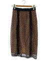 【中古】GUCCI◆レース トリム付き/GGネットスカート/スカートのみ/M/コットン/ブラック/678193//【レディースウェア】