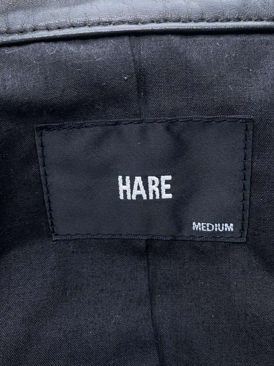 【中古】HARE◆シングルライダースジャケット/M/羊革/BLK/無地/HA03003N9【メンズウェア】