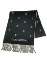 【中古】LOUIS VUITTON◆マフラーLVブラゾン/S00/ウール/黒/ブラック/メンズ/M77269/モノグラム【服飾雑貨他】