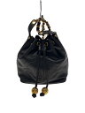 【中古】CHANEL◆巾着ショルダーバッグ/羊革/BLK/無地【バッグ】