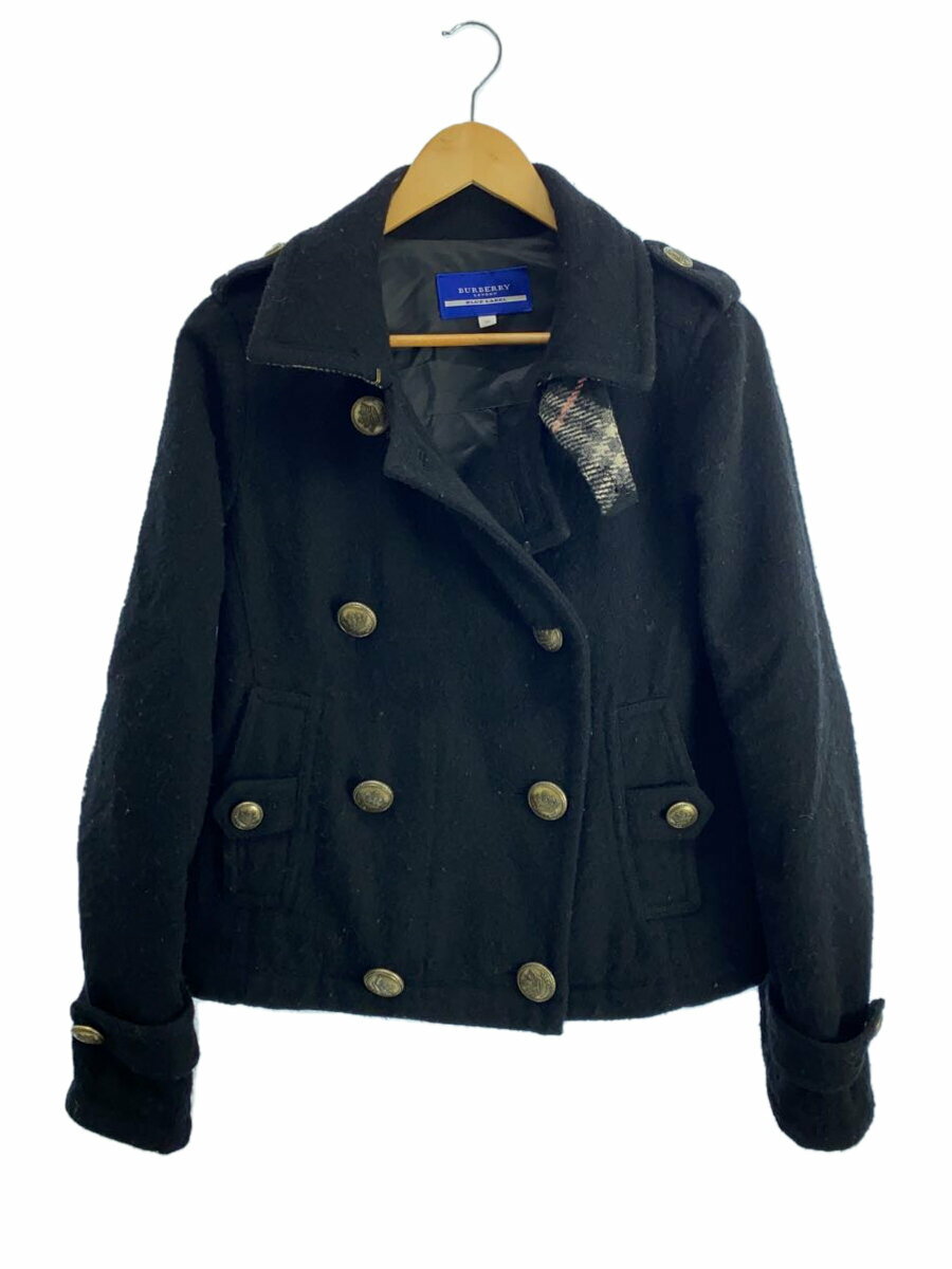 【中古】BURBERRY BLUE LABEL◆コート/38/ウール/BLK/無地/FCF41-700-09【レディースウェア】