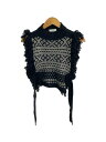 【中古】HYKE◆23AW/NORDIC FRINGE SWEATER VEST/ニットベスト(厚手)/ウール/BLK/総柄//【レディースウェア】