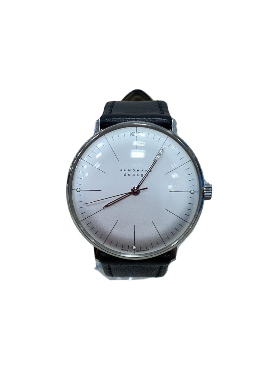 【中古】JUNGHANS◆handwind/max bill/手巻き腕時計/アナログ/レザー/SLV/BLK/027-3700-0//【服飾雑貨他】