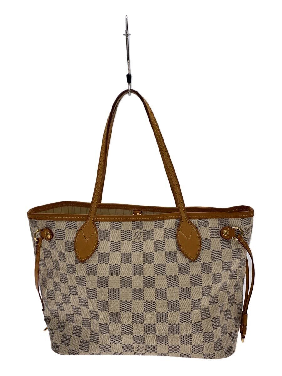 LOUIS VUITTON - 【中古】LOUIS VUITTON◆2)ネヴァーフルPM_ダミエ・アズール/PVC/WHT/総柄/ポーチ付き/フランス製/N41362【バッグ】