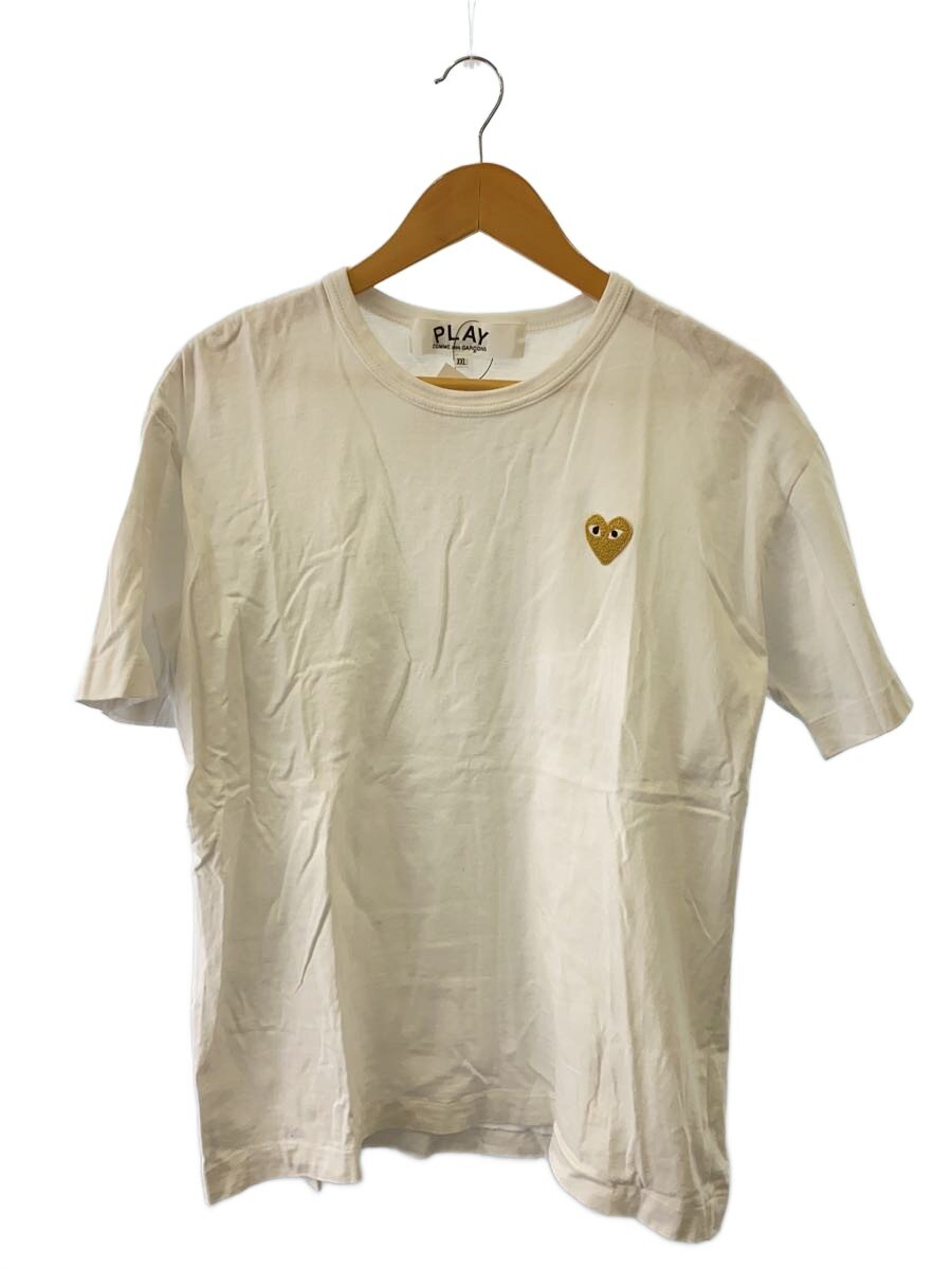 PLAY COMME des GARCONS◆With Gold Emblem/Tシャツ/XXL/コットン/ホワイト/AX-T216