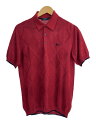 【中古】BLACK LABEL CRESTBRIDGE◆コットンニットポロシャツ/M/コットン/RED/アーガイル柄【メンズウェア】