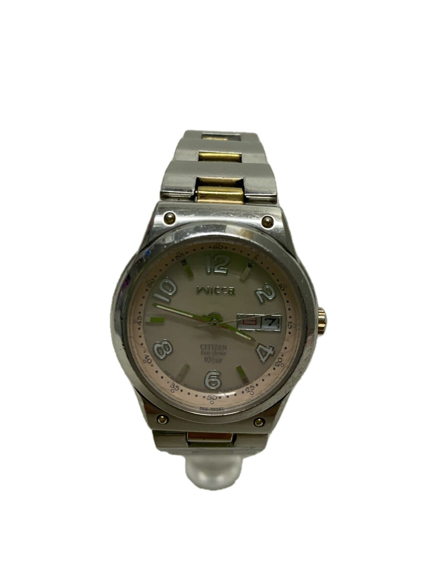 【中古】CITIZEN◆クォーツ腕時計/アナログ/ステンレス/PNK/SLV/SS【服飾雑貨他】