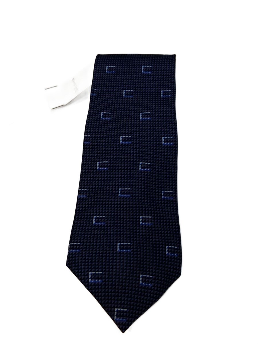 【中古】CELINE◆ネクタイ/シルク/ネイビー/総柄/メンズ【服飾雑貨他】