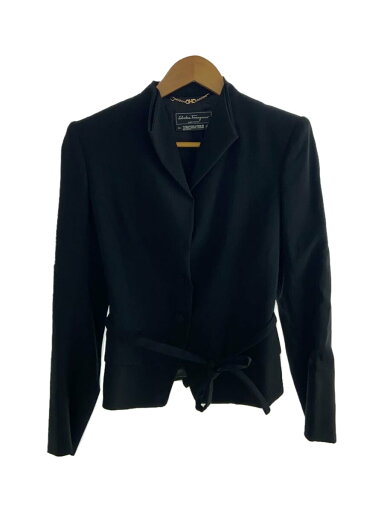 【中古】Salvatore Ferragamo◆テーラードジャケット/42/ウール/ブラック【レディースウェア】 【中古】Salvatore Ferragamo◆テーラードジャケット/42/ウール/ブラック【レディースウェア】