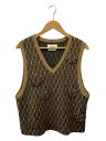 【中古】doublet◆MONOGRAM JQ KNIT VEST/ニットベスト/総柄/21AW34KN58/缶バッジ×6【メンズウェア】