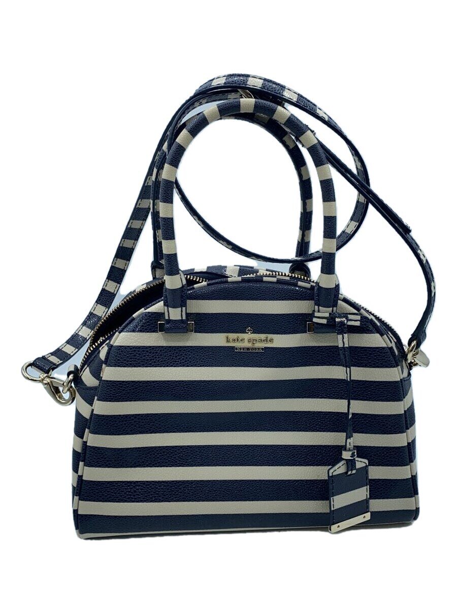 【中古】kate spade new york◆バッグ/--/WHT/ボーダー/PXRU5307//【バッグ】