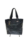 【中古】CHANEL◆トートPM_パリビアリッツ_キャンバス&カーフスキン_BLK/キャンバス/BLK【バッグ】