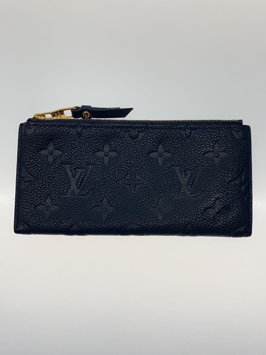 【中古】LOUIS VUITTON◆ポルト・フォイユ・キュリユーズ_モノグラム・アンプラント_BLK/レザー/BLK/メンズ【服飾雑貨他】