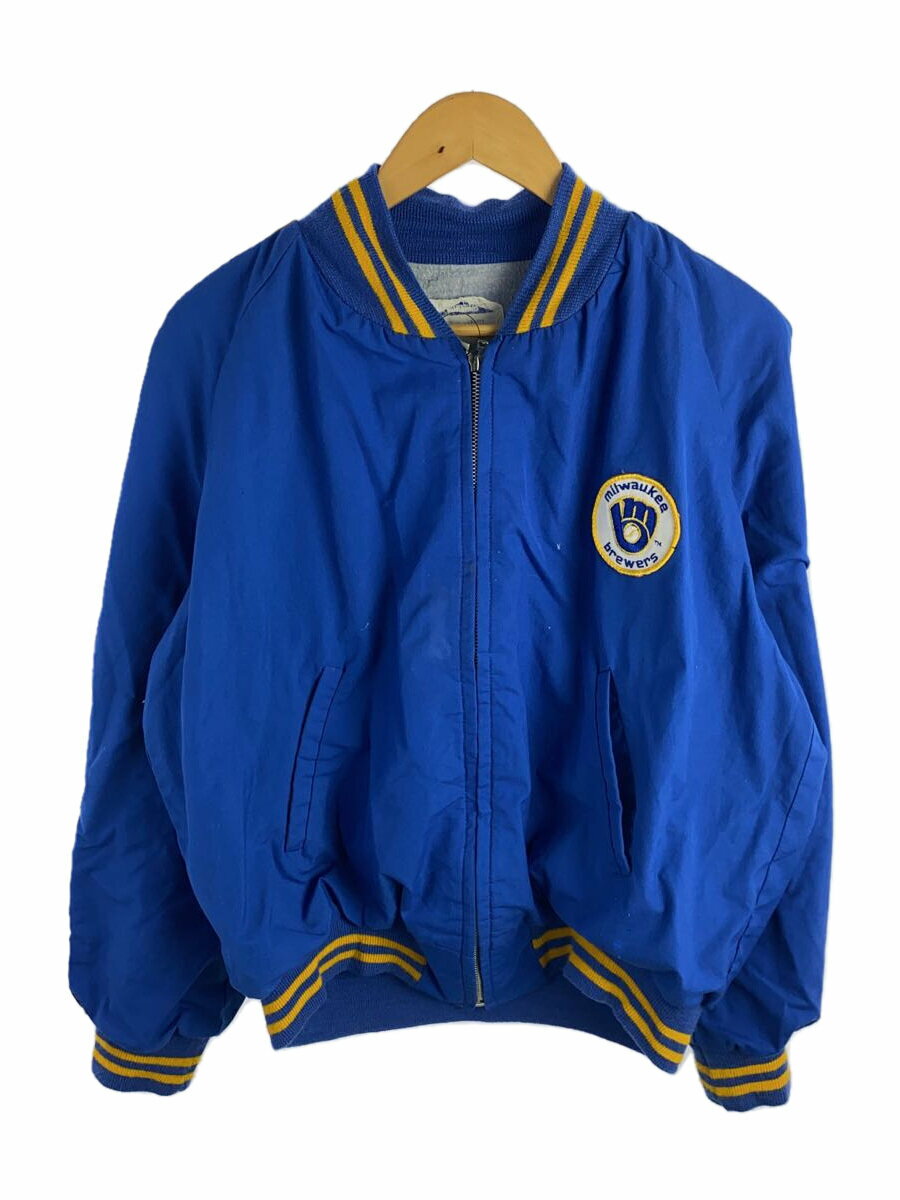 【中古】MLB◆80s/ブルゾン/L/ポリエステル/BLU/ヨゴレ・毛玉有【メンズウェア】