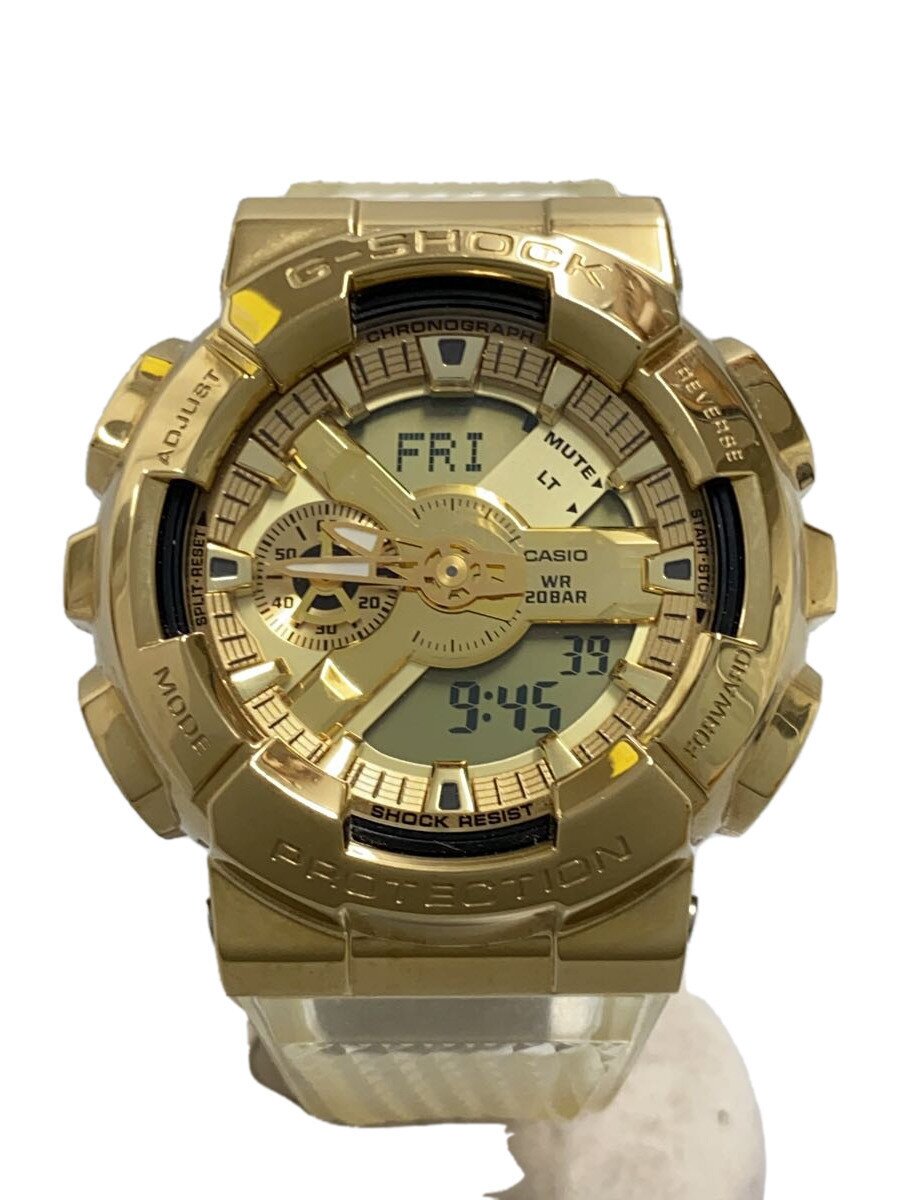 【中古】CASIO◆クォーツ腕時計_G-SHOCK/デジアナ/ラバー/GLD/CLR/SS【服飾雑貨他】
