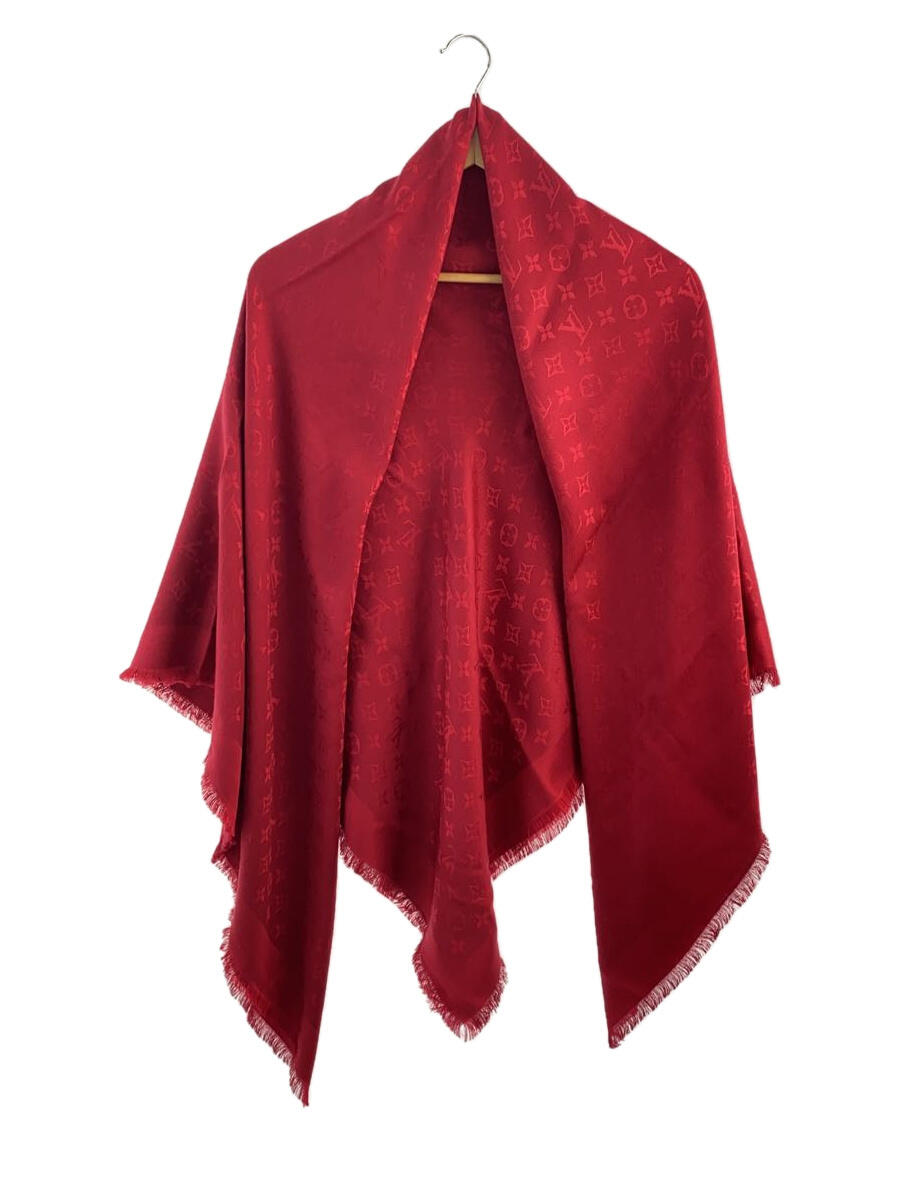 【中古】LOUIS VUITTON◆ショール_モノグラム_RED/M72237/シルク/RED/レディース//【服飾雑貨他】