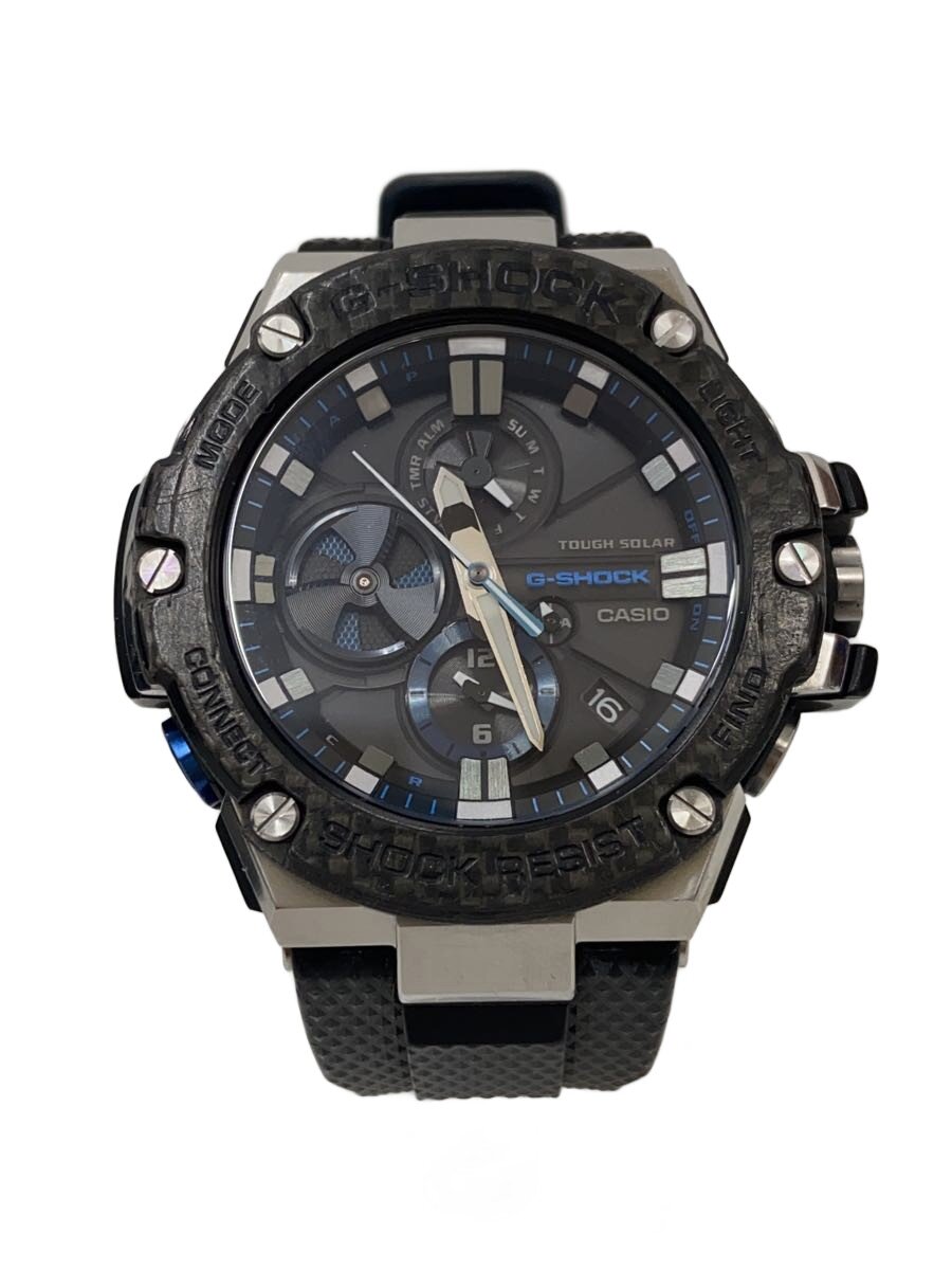 【中古】CASIO◆ソーラー腕時計・G-SHOCK/アナログ/ラバー/BLK/BLK【服飾雑貨他】
