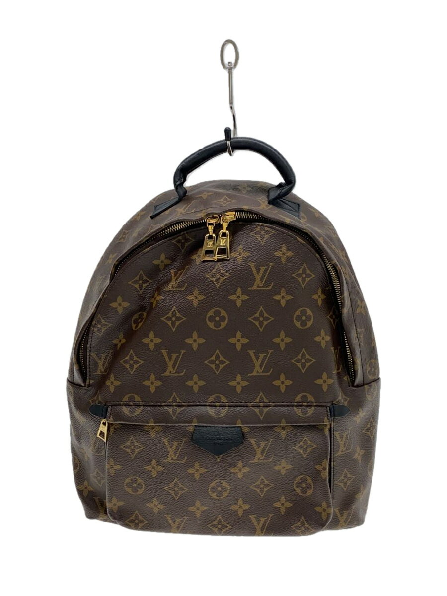 【中古】LOUIS VUITTON◆パームスプリングス・バックパックMM_モノグラム・マカサー_BRW/PVC/BRW【バッグ】