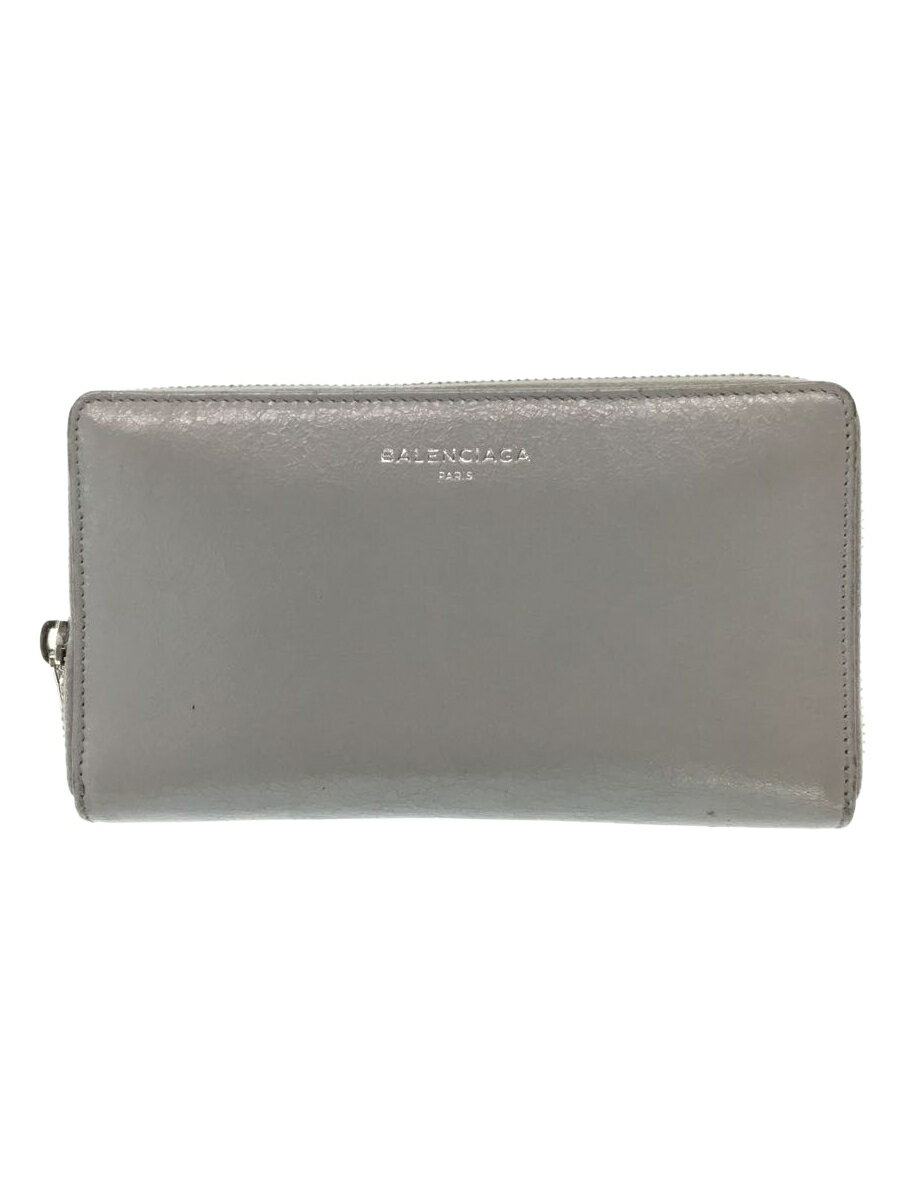 【中古】BALENCIAGA◆長財布/ラウンドジップ/レザー/グレ-/メンズ/519641 1505 S 203437【服飾雑貨他】