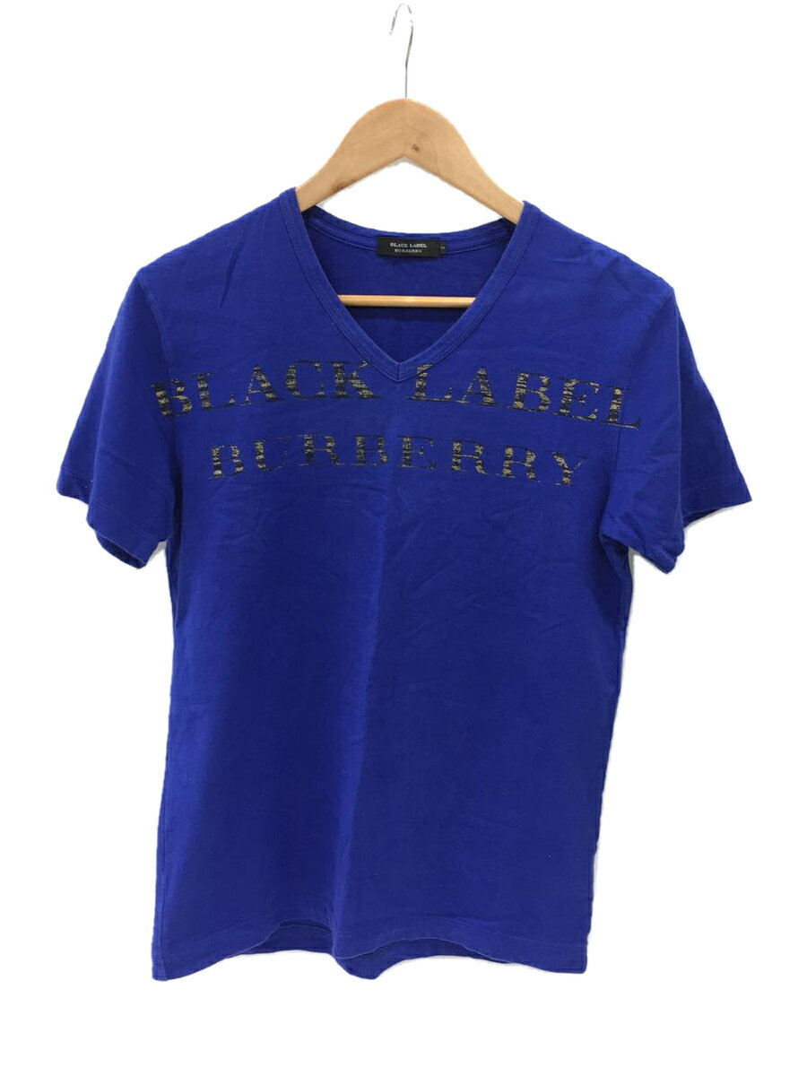 【中古】BURBERRY BLACK LABEL◆Tシャツ/2/コットン/BLU【メンズウェア】