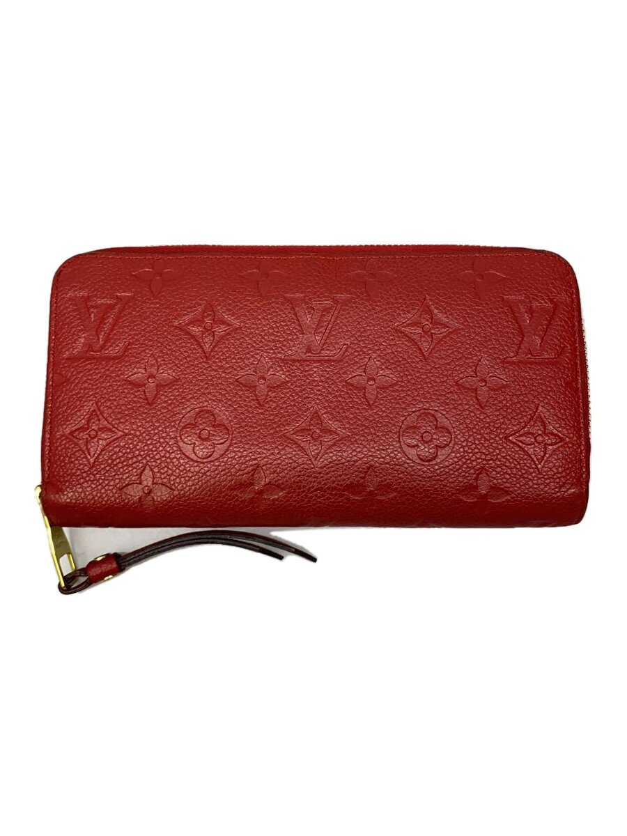 【中古】LOUIS VUITTON◆ポルト・フォイユ・クレマンス_モノグラム・アンプラント_RED/レザー/RED/レディース【服飾雑貨他】
