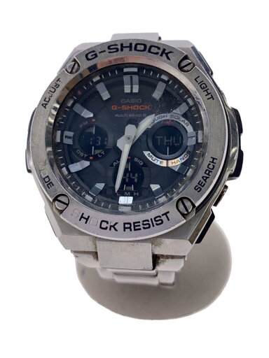 【中古】CASIO◆ソーラー腕時計・G-SHOCK/デジアナ/ステンレス/SLV/SLV【服飾雑貨他】 【中古】CASIO◆ソーラー腕時計・G-SHOCK/デジアナ/ステンレス/SLV/SLV【服飾雑貨他】