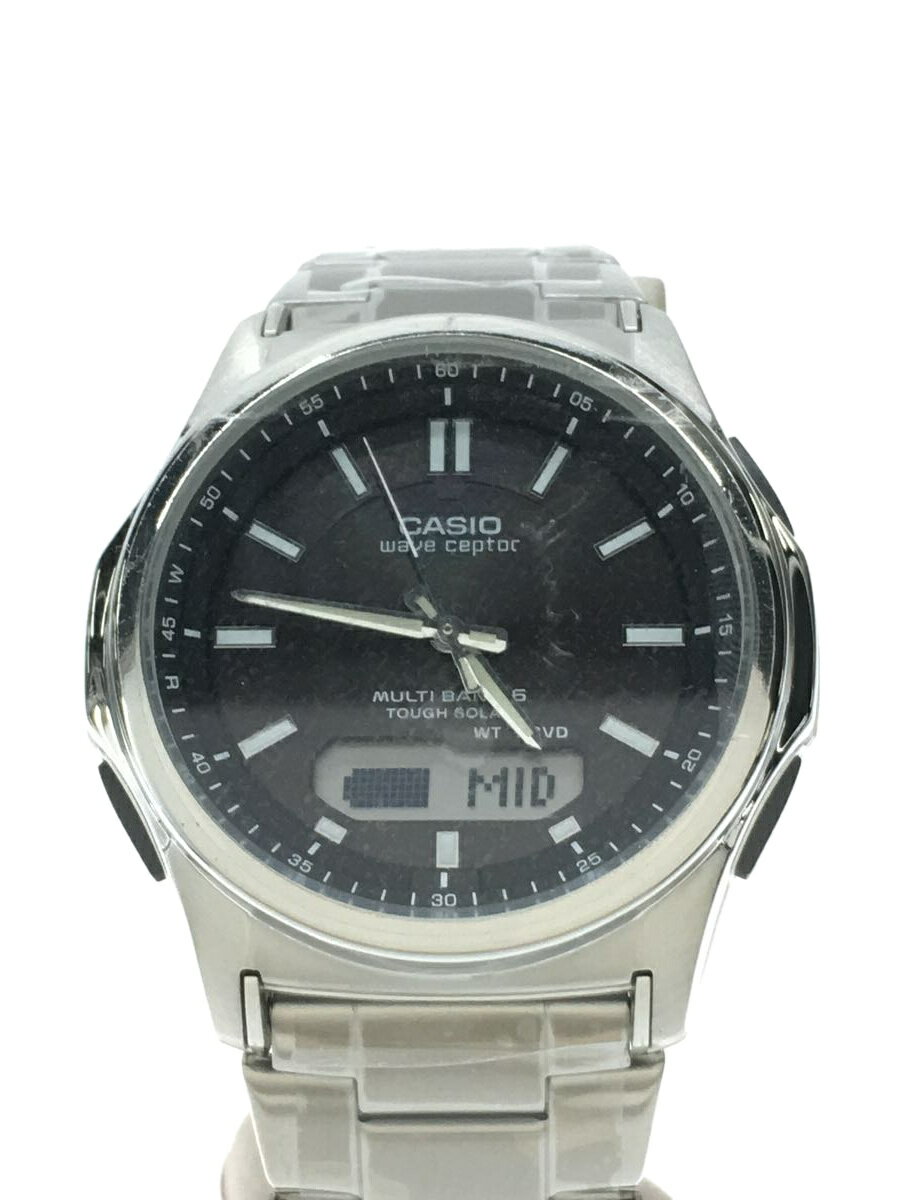 【中古】CASIO◆ソーラー腕時計・WAVE