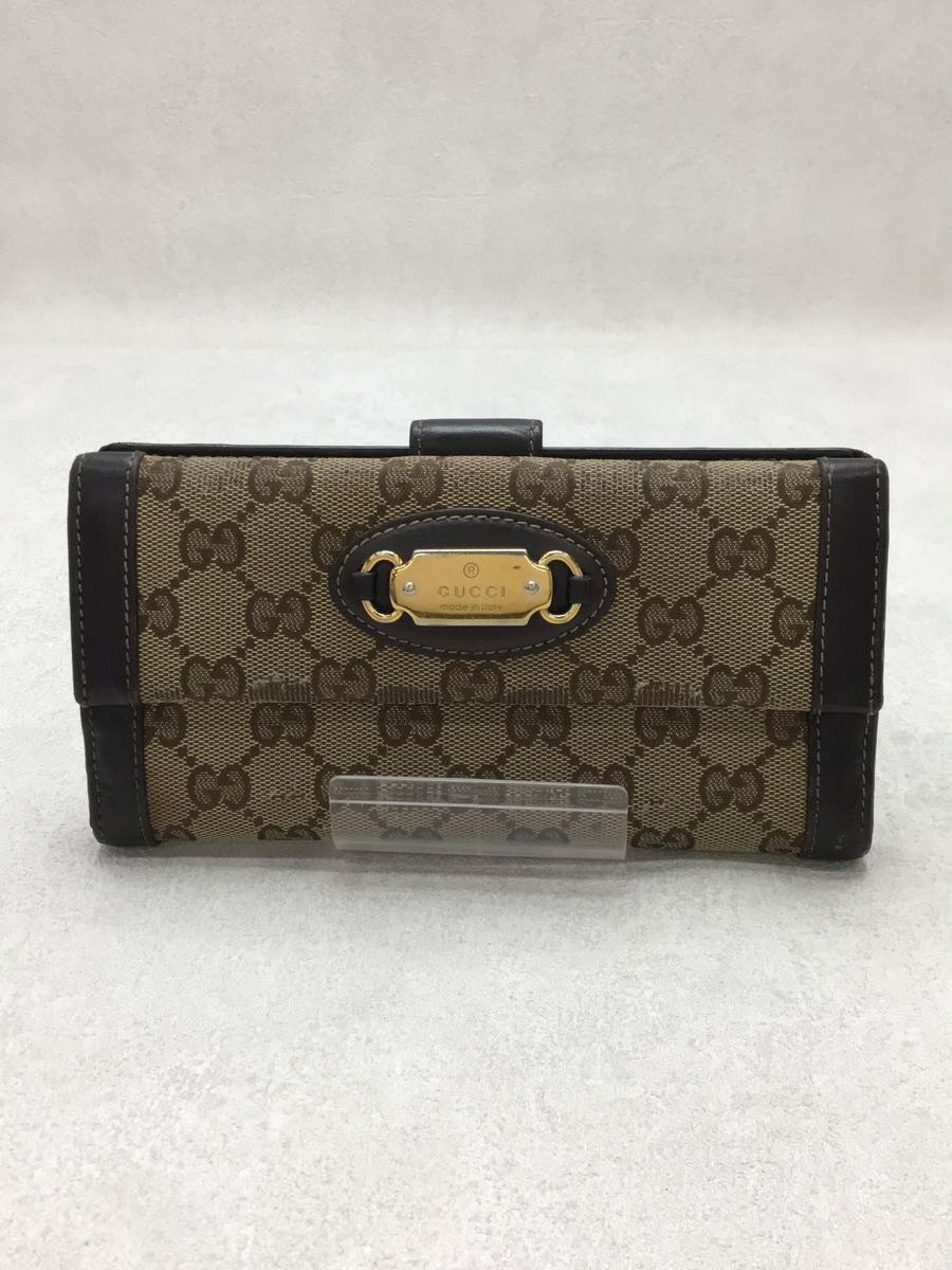 【中古】GUCCI◆長財布/キャンバス/BEG/総柄/レディース【服飾雑貨他】