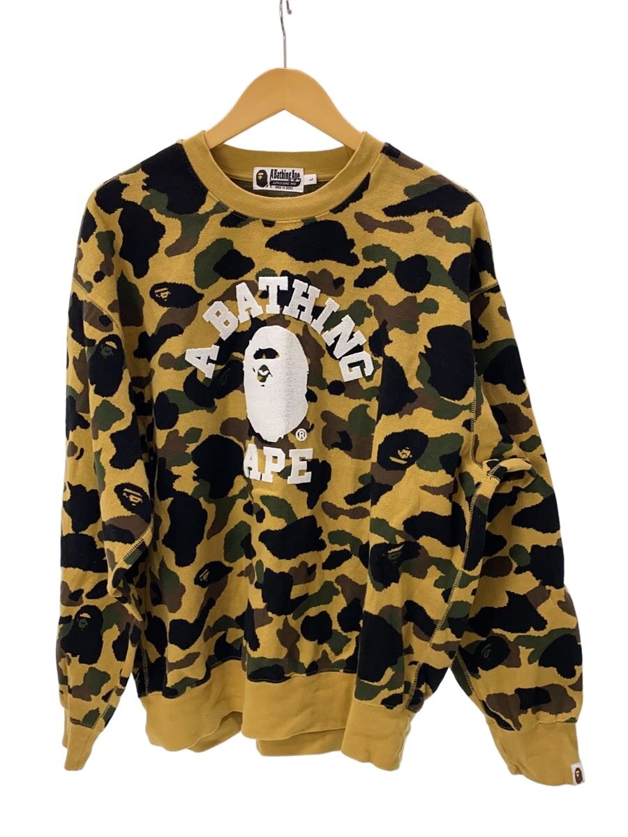 【中古】A BATHING APE◆1ST CAMO JACQUARD ニット・セーター(厚手)/L/コットン/CML/カモフラ/001SWL3013【メンズウェア】