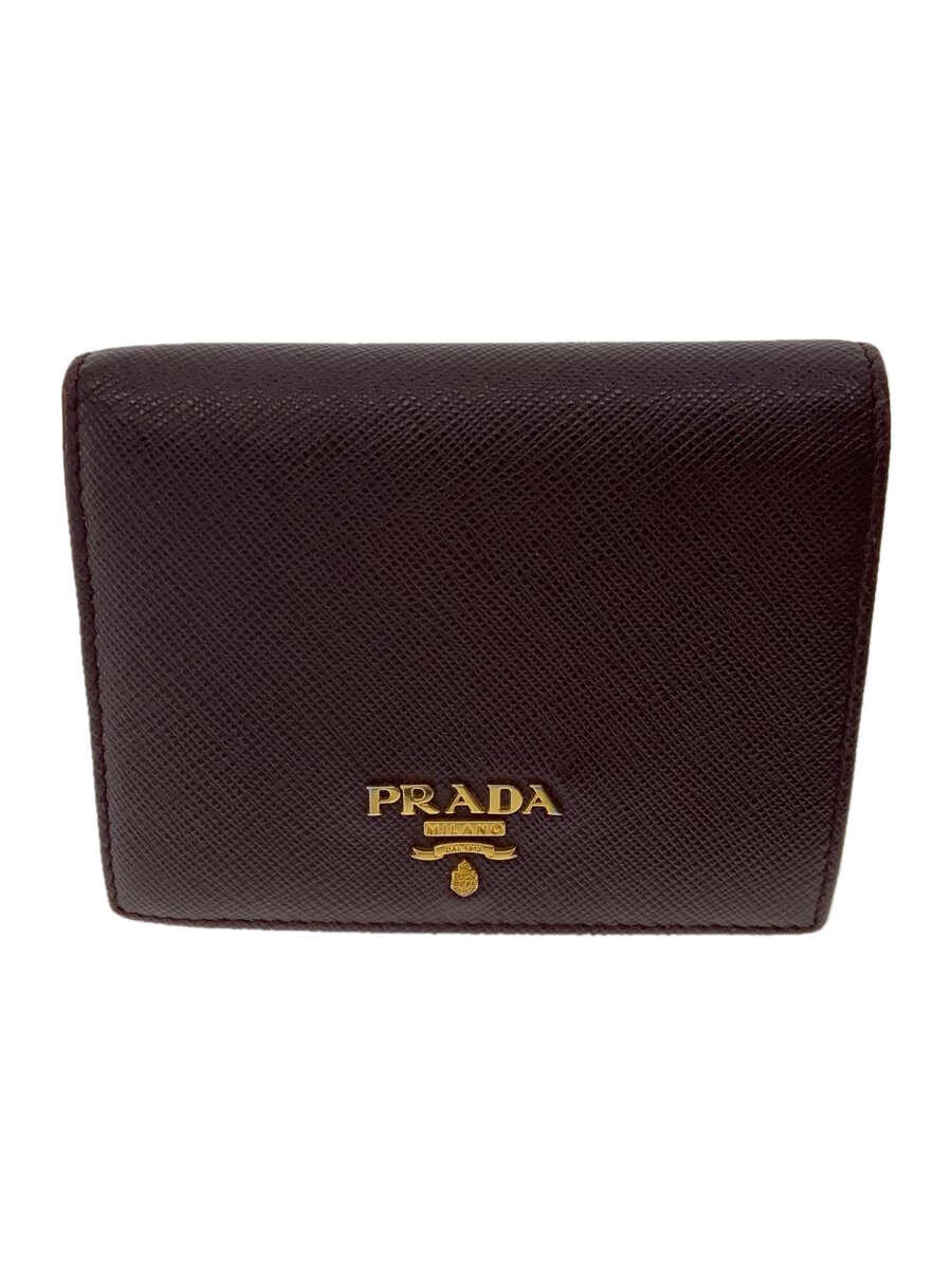 【中古】PRADA◆プラダ/2つ折り財布/レザー/BRD/レディース/K6TM3K2【服飾雑貨他】