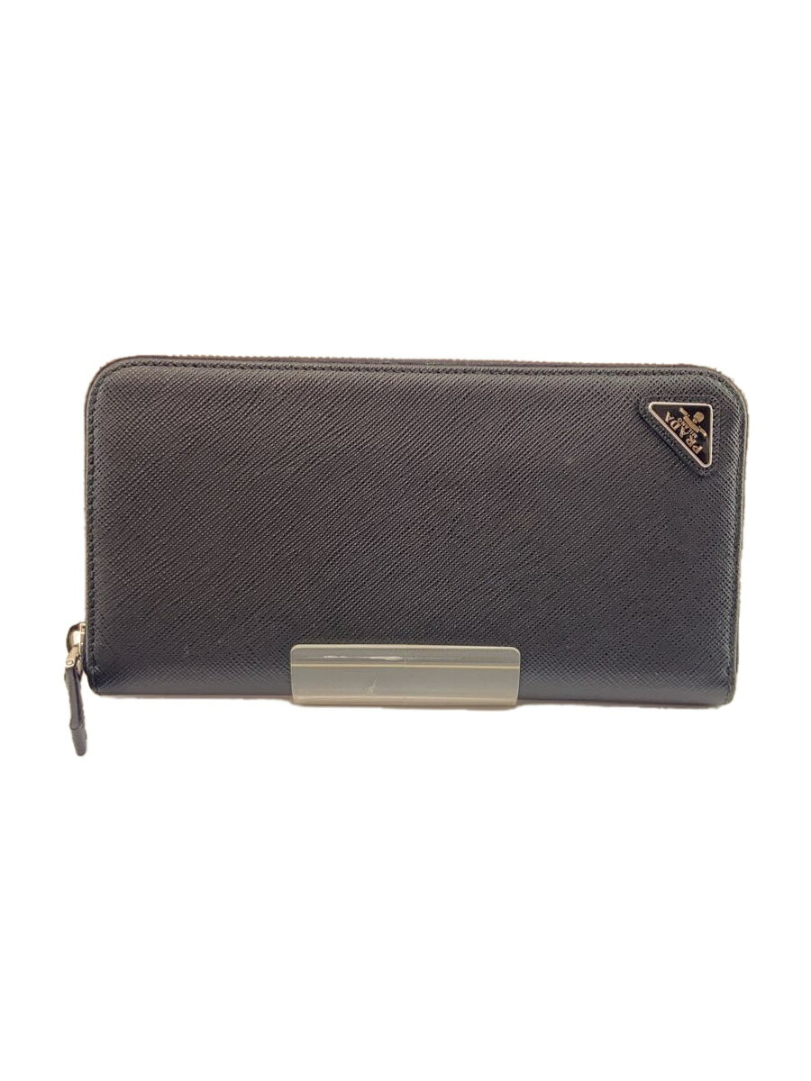 【中古】PRADA◆長財布/レザー/ブラック/無地/メンズ/2ML317【服飾雑貨他】