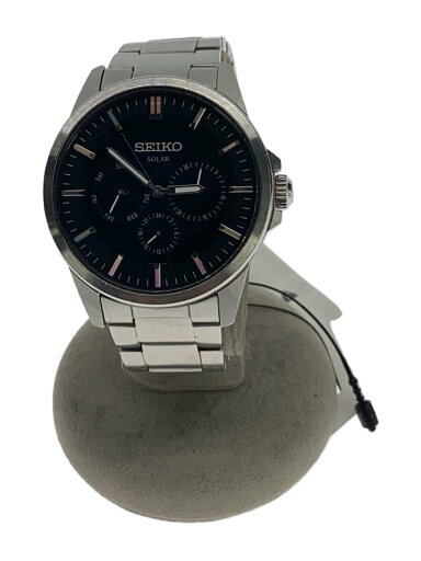 【中古】SEIKO◆ソーラー腕時計/アナログ/ステンレス/BLK/SLV/V14J-0AX0【服飾雑貨他】 【中古】SEIKO◆ソーラー腕時計/アナログ/ステンレス/BLK/SLV/V14J-0AX0【服飾雑貨他】