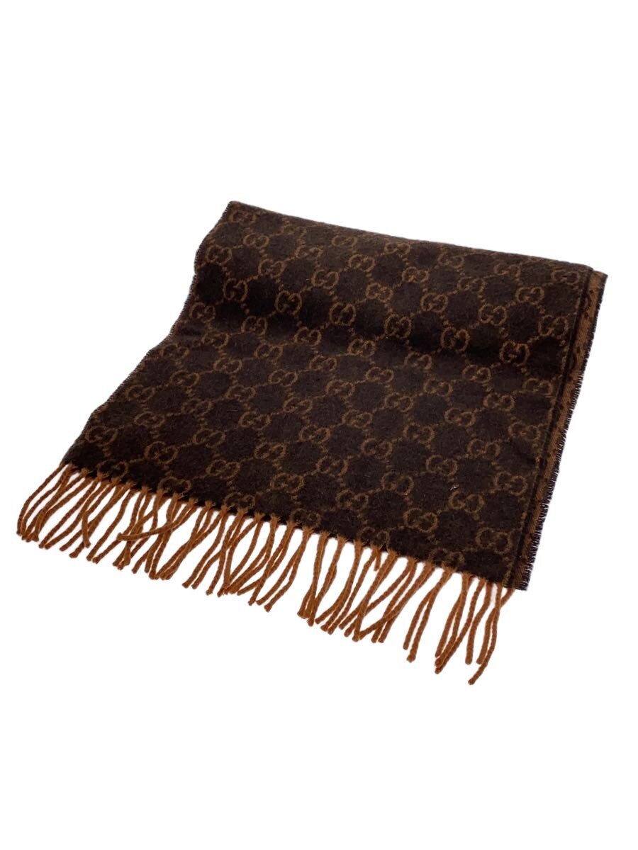 【中古】GUCCI◆マフラー/カシミア/BRW/総柄/メンズ//【服飾雑貨他】