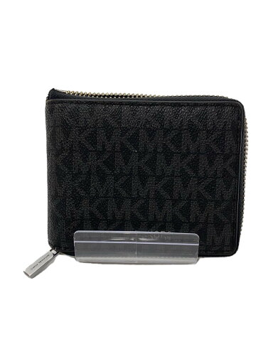 【中古】MICHAEL KORS◆2つ折り財布/レザー/ブラック/黒/総柄/レディース/ロゴ/ラウンドファスナー【服飾雑貨他】 【中古】MICHAEL KORS◆2つ折り財布/レザー/ブラック/黒/総柄/レディース/ロゴ/ラウンドファスナー【服飾雑貨他】