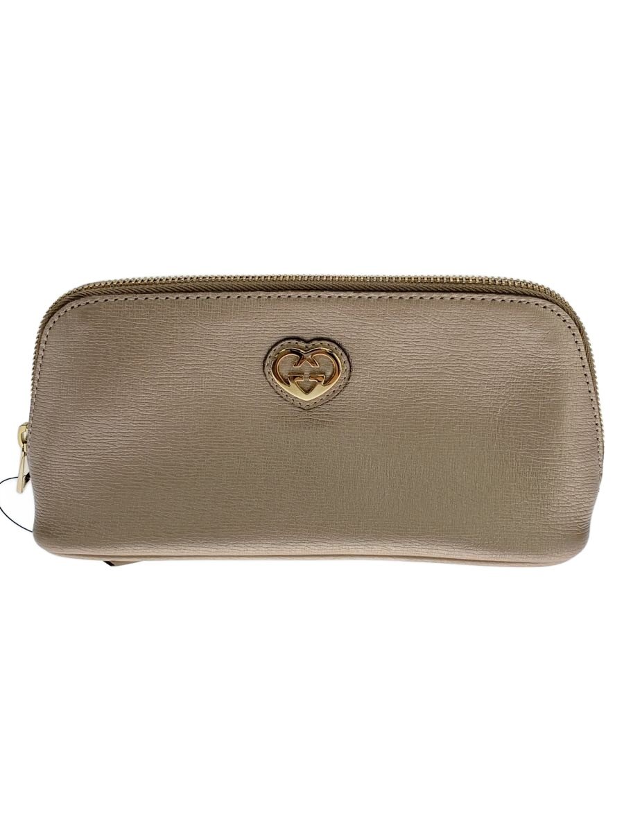 GUCCI - 【中古】GUCCI◆ポーチ_ラブリー/レザー/PNK【バッグ】