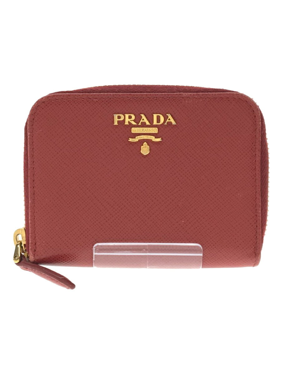 【中古】PRADA◆サフィアーノ/コインケース/レザー/RED/レディース/1M0268【服飾雑貨他】