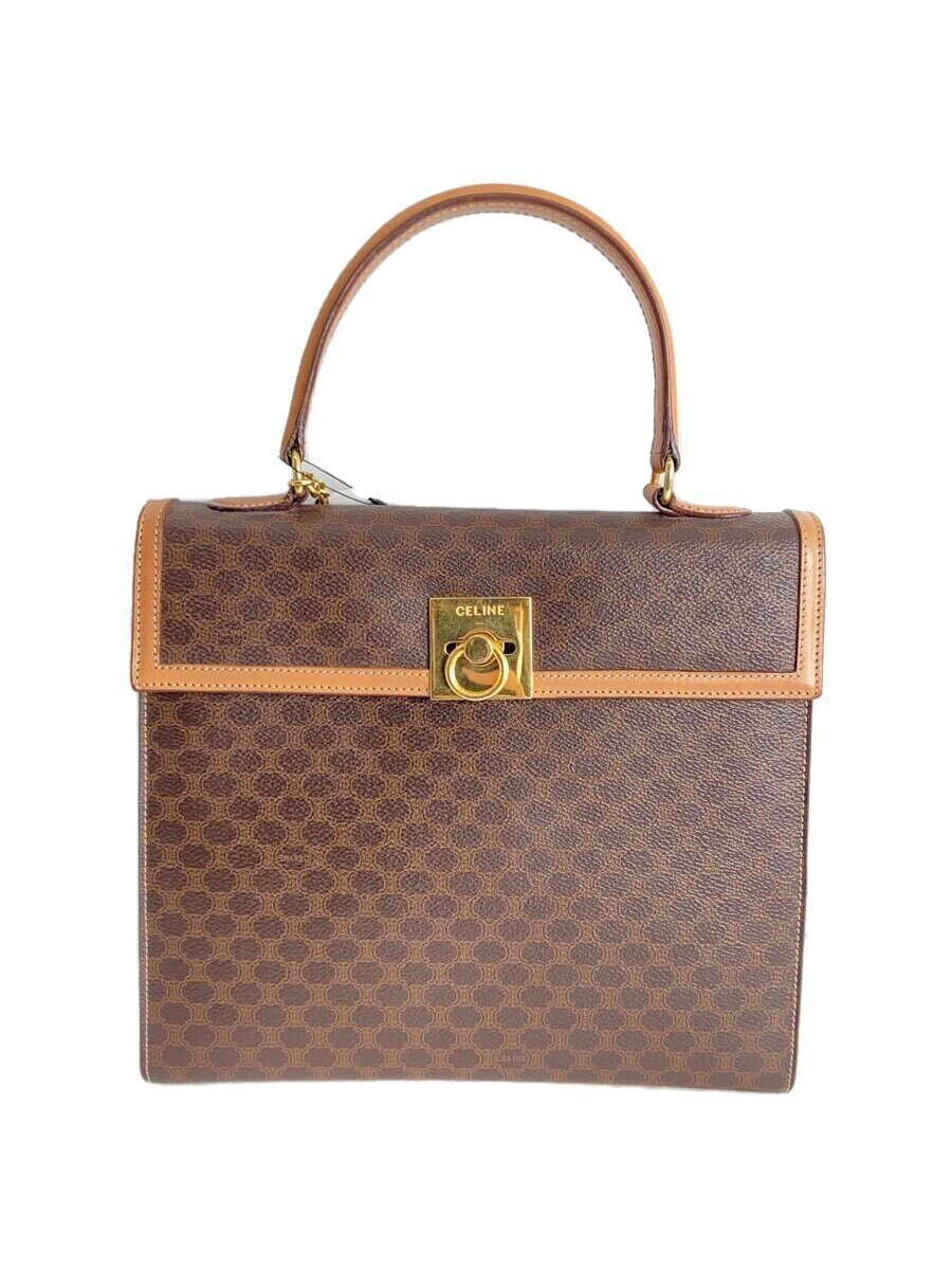 CELINE - 【中古】CELINE◆ハンドバッグ/レザー/BRW/総柄/old/M14【バッグ】