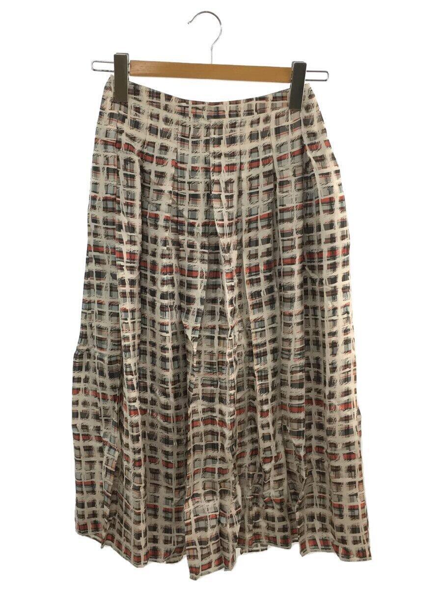 【中古】BURBERRY◆Pleated Scribble Check Silk Skirt/36/シルク/マルチカラー/総柄/4072734【レディースウェア】