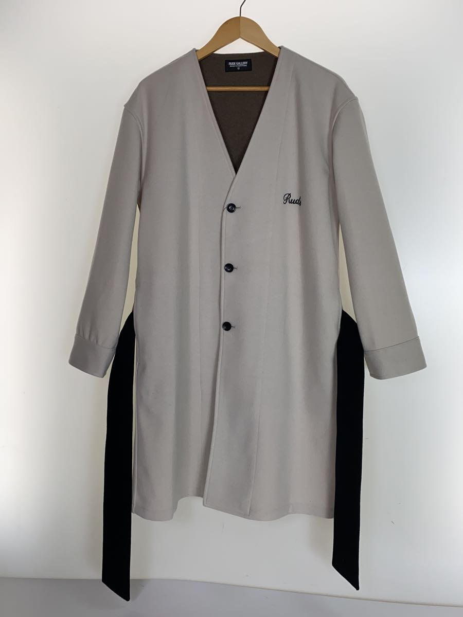 【中古】RUDE GALLERY◆コート/S/ポリエステル/アイボリー/23AW NOCOLLAR LONG COAT【メンズウェア】