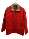 【中古】McGREGOR◆ウールジャケット/M/ウール/RED/無地/襟レザー【メンズウェア】(4)