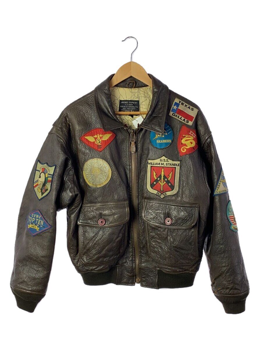 【中古】AVIREX◆レザージャケット・ブルゾン/XS/レザー/BRW/8462【メンズウェア】