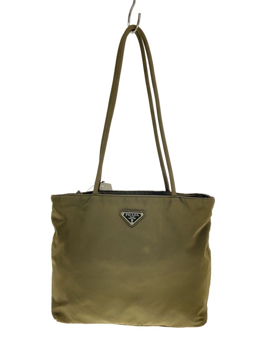 【中古】PRADA◆トートバッグ/ナイロン/KHK【バッグ】