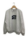 【中古】STUSSY◆23FW/LETTERMAN CREW/襟汚れ/SLOGO/スウェット/M/コットン/GRY/Z3000SAS23【メンズウェア】