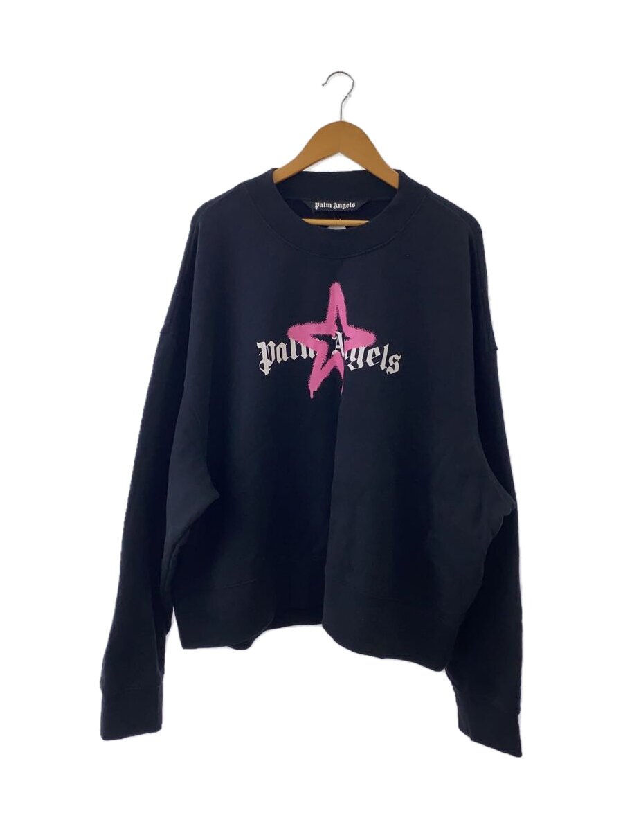 Palm Angels◆23SS/STAR SPRAYED CREWNECK/XL/コットン/BLK/PMBA026C99FLE008