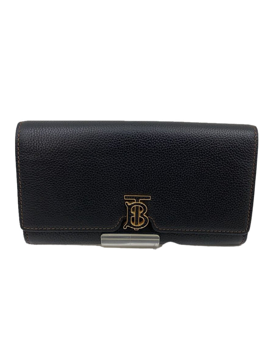 【中古】BURBERRY◆長財布/--/BLK/無地/レディース//【服飾雑貨他】