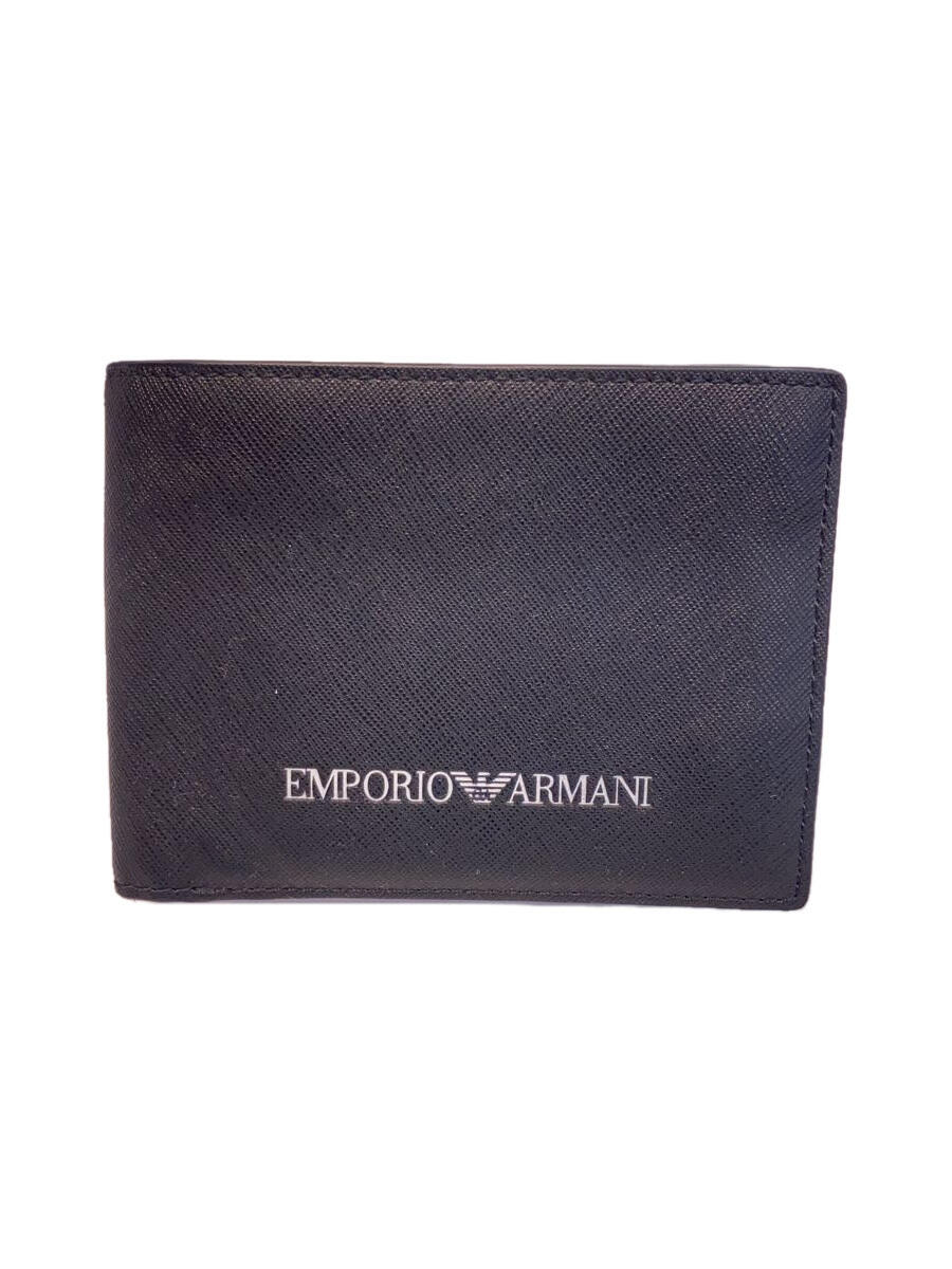 【中古】EMPORIO ARMANI◆2つ折り財布/--/BLK/無地/メンズ【服飾雑貨他】